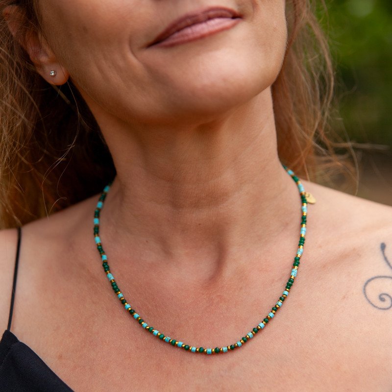 Bracelet-collier "Ibiza" jade vert & turquoise – Élégance naturelle & énergie apaisante | Petit Cœur