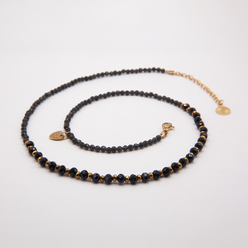 Bracelet-collier "Néo" obsidienne noire – Élégance magnétique et force intérieure | Petit Cœur
