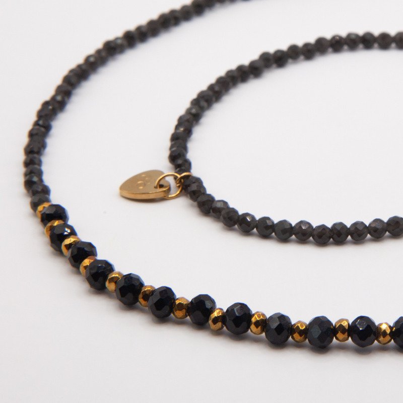 Bracelet-collier "Néo" obsidienne noire – Élégance magnétique et force intérieure | Petit Cœur