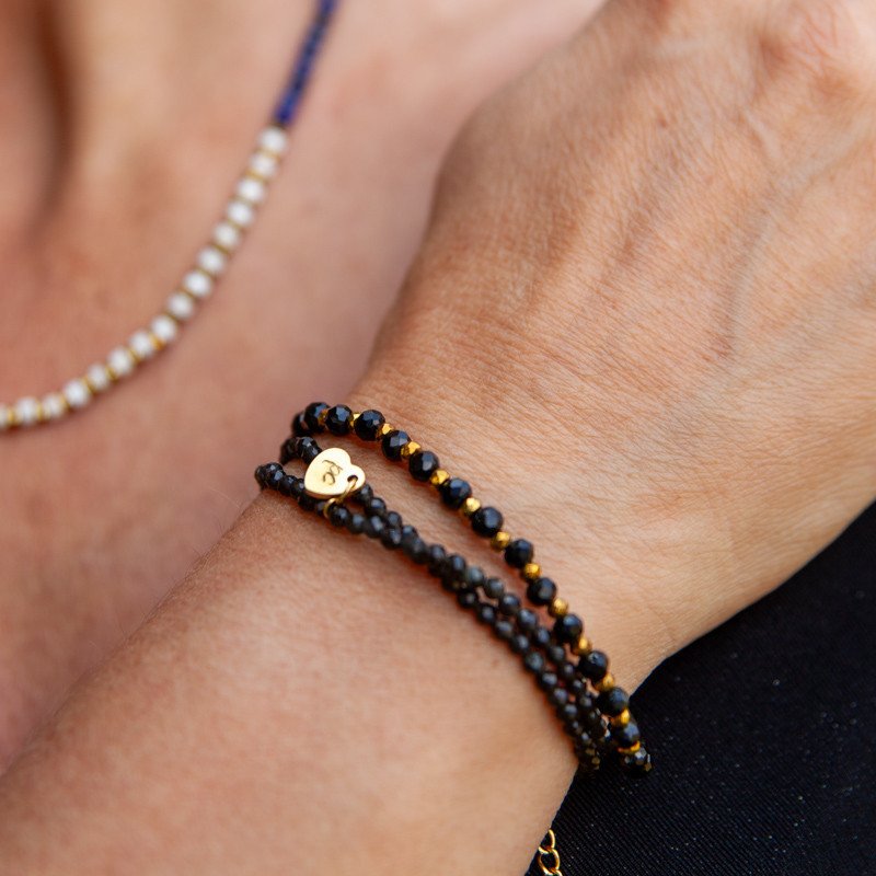 Bracelet-collier "Néo" obsidienne noire – Élégance magnétique et force intérieure | Petit Cœur