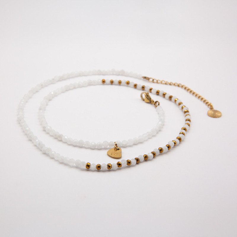 Bracelet-collier "Fleur de Lune" en Pierre de lune – Intuition et lumière intérieure | Petit Cœur