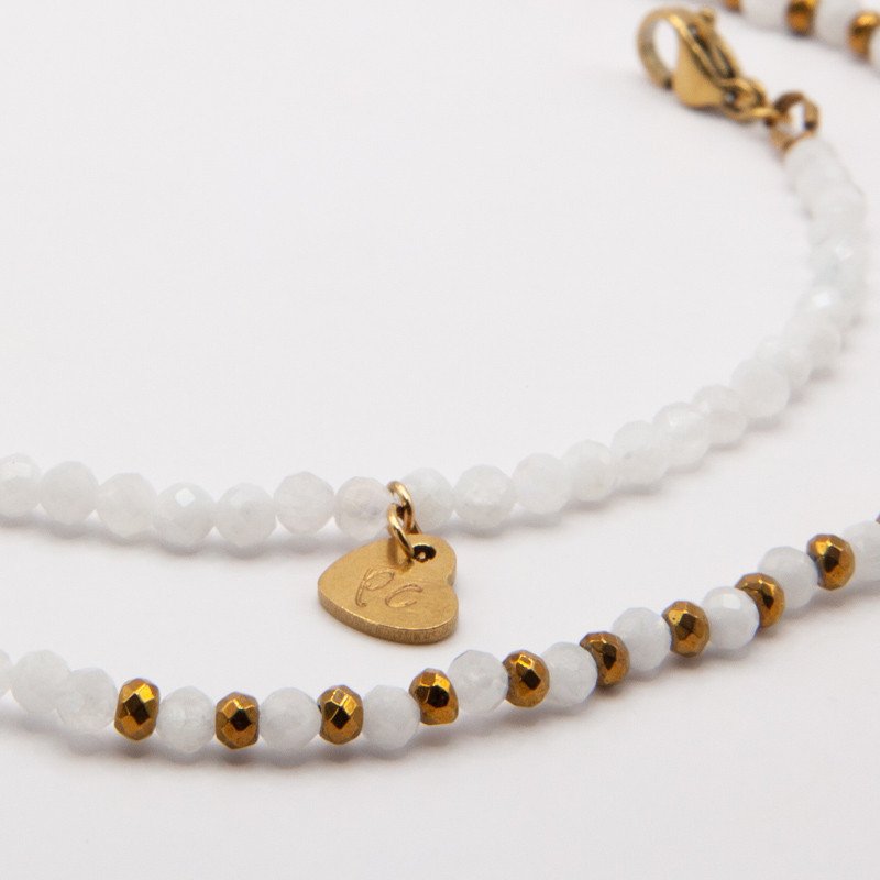 Bracelet-collier "Fleur de Lune" en Pierre de lune – Intuition et lumière intérieure | Petit Cœur