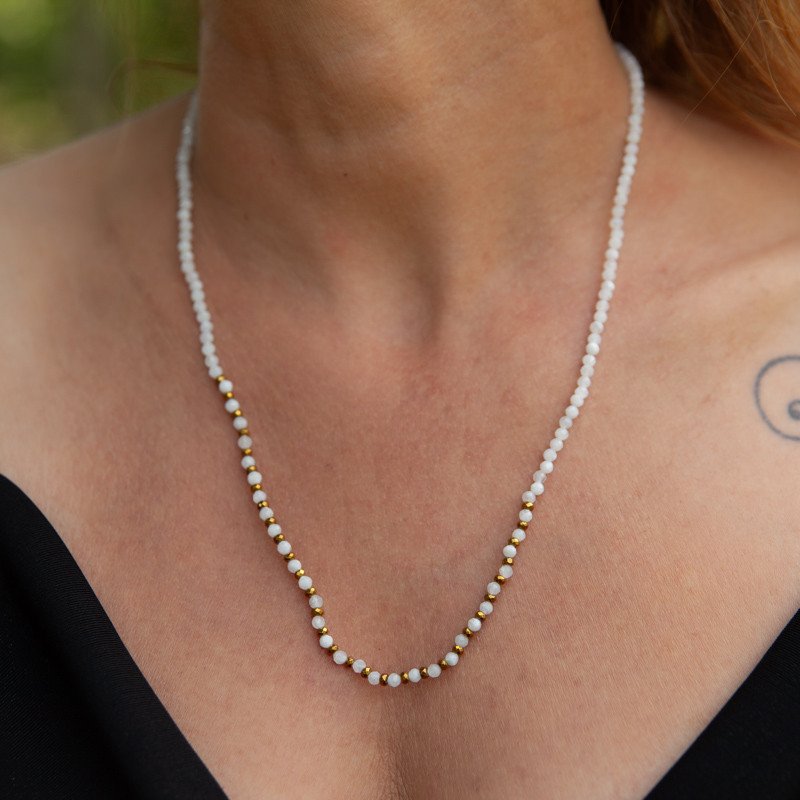 Bracelet-collier "Fleur de Lune" en Pierre de lune – Intuition et lumière intérieure | Petit Cœur