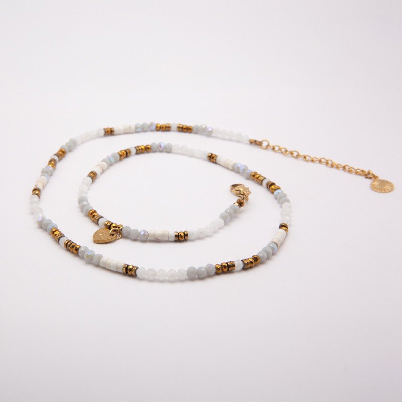 Bracelet-collier pierre de lune "L'instant sacré" & howlite – Lumière douce et sérénité | Petit Cœur