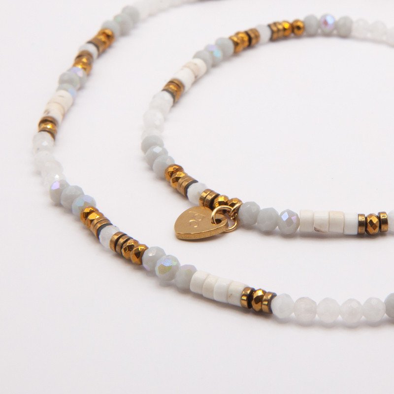 Bracelet-collier pierre de lune "L'instant sacré" & howlite – Lumière douce et sérénité | Petit Cœur