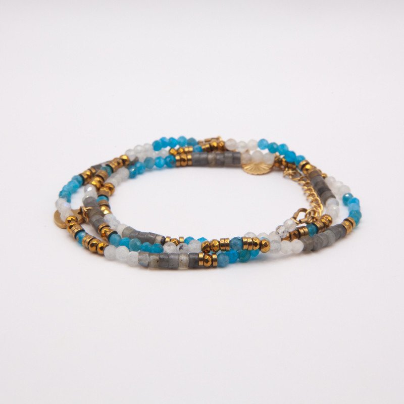 Bracelet-collier apatite & larvikite "Nova" – Clarté et protection intérieure | Petit Cœur