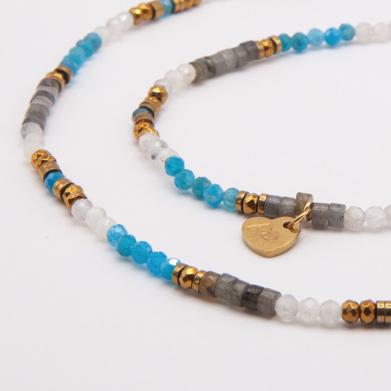 Bracelet-collier apatite & larvikite "Nova" – Clarté et protection intérieure | Petit Cœur