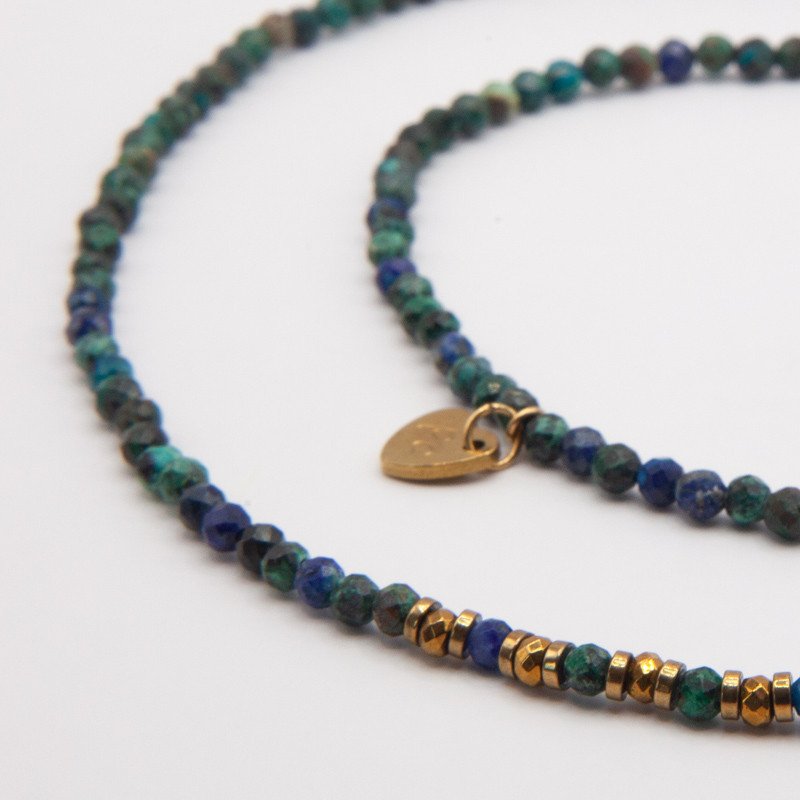 Bracelet-collier chrysocolle & jade de Xynyl " Eden Bohême " – Harmonie du cœur et sagesse douce | Petit Cœur