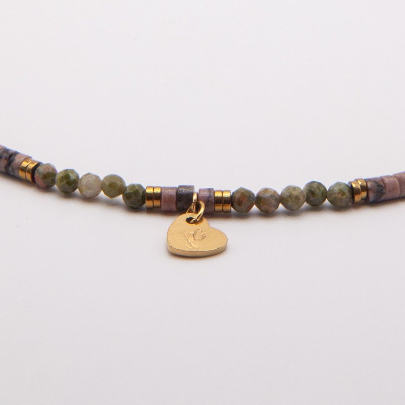 Collier radial unakite & jade de Xynyl "Conquérant" – Ancrage doux & élégance naturelle | Petit Cœur