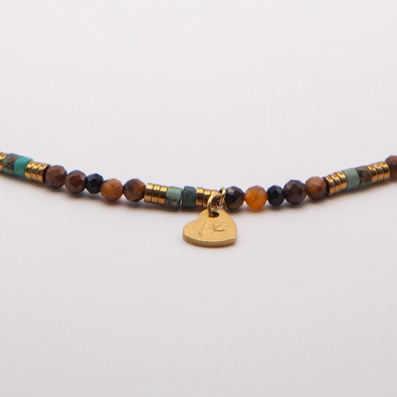 Collier radial œil de tigre & turquoise "Terre de sienne" – Ancrage solaire et expression libre | Petit Cœur