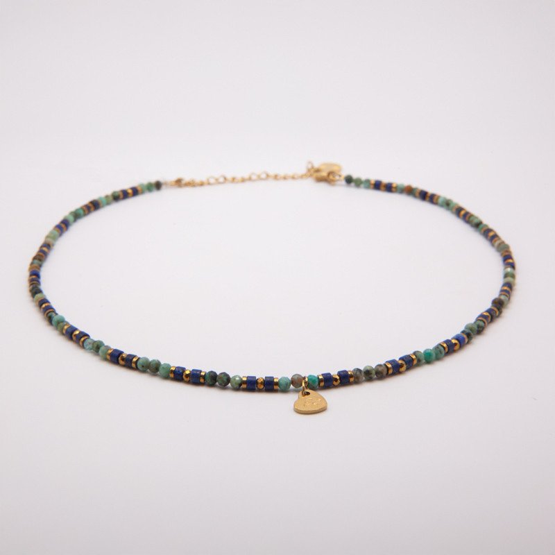 Collier radial turquoise & lapis-lazuli "Nymphéa" – Expression, intuition et élégance | Petit Cœur