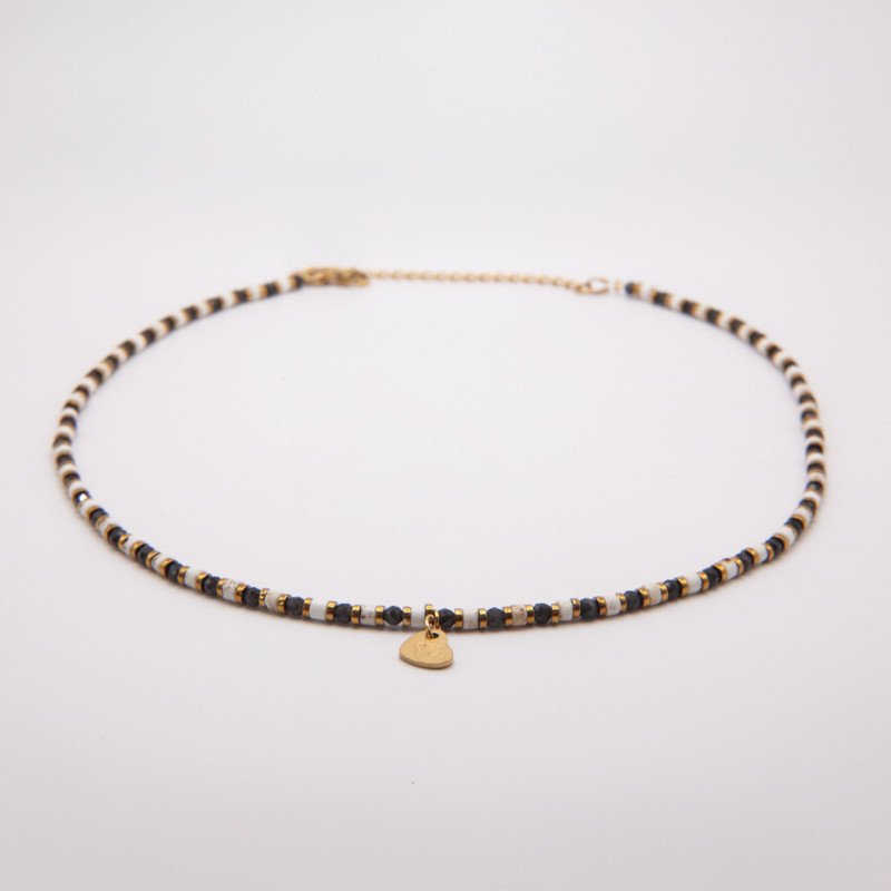 Collier radial obsidienne & howlite "Panda" – Équilibre, lucidité & douceur | Petit Cœur
