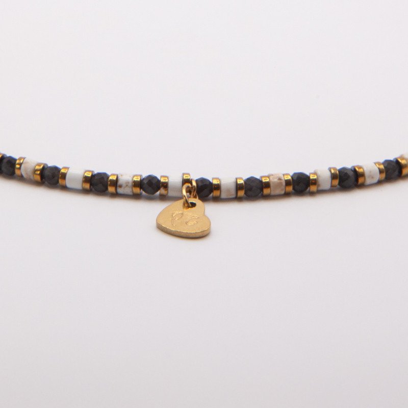 Collier radial obsidienne & howlite "Panda" – Équilibre, lucidité & douceur | Petit Cœur