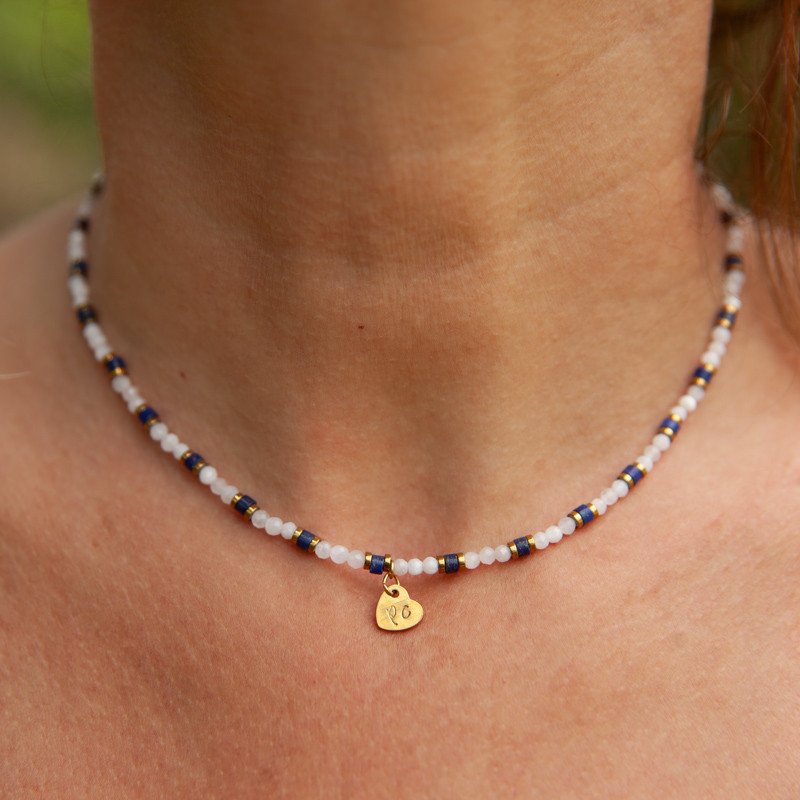 Collier radial pierre de lune & lapis-lazuli "ciel de Lune" – Féminité, sagesse & lumière | Petit Cœur