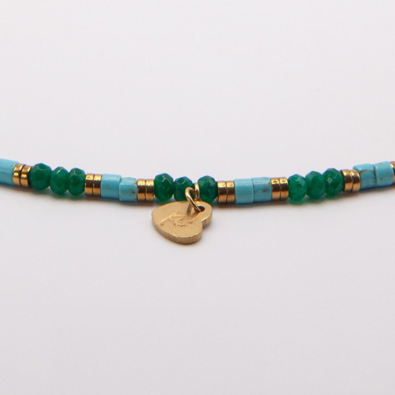 Collier radial jade vert & turquoise " L'âme Bohême " – Harmonie, fraîcheur & modernité | Petit Cœur