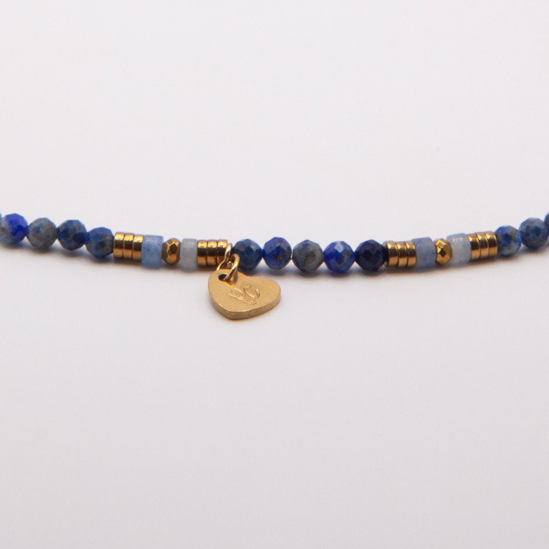 Collier radial lapis-lazuli & œil de tigre " Horizon Lointain" – Bijou moderne Petit Cœur