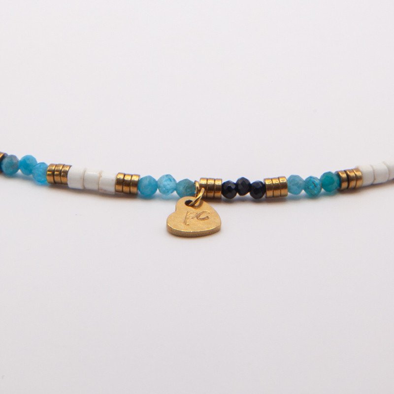 Collier ras-du-cou apatite, howlite & obsidienne " Océanide" – Clarté, calme et force intérieure | Petit Cœur
