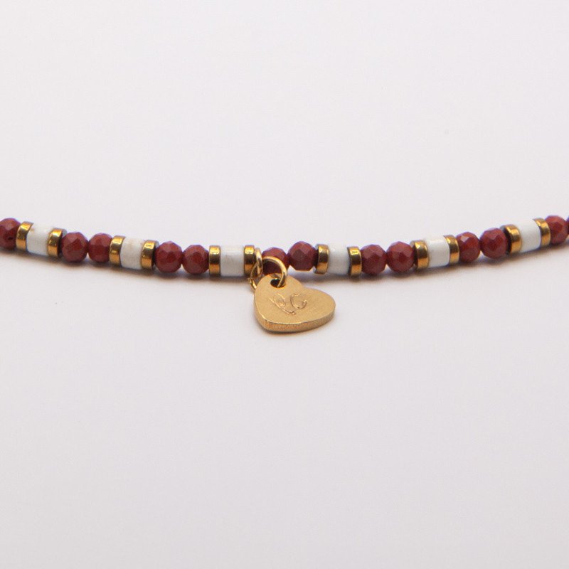 Collier radial jaspe rouge & howlite " Nomad" – Vitalité et calme intérieur | Petit Cœur