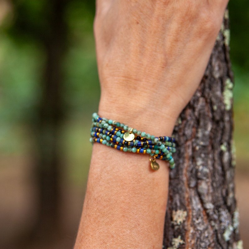 Bijou en Turquoise & Lapis Lazuli " Océan profond"– Élégance brute et énergie positive