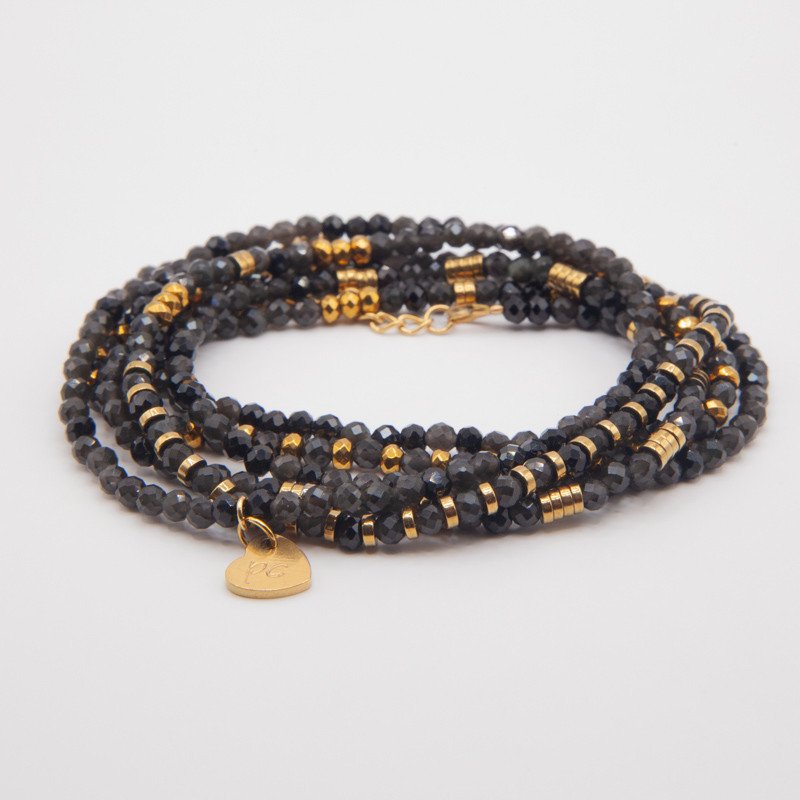 Bracelet-Collier “Nuit étoilée” Lapis lazuli facetté — Bracelet 6 tours / Collier 2 tours  Une cascade d’azur qui habille la