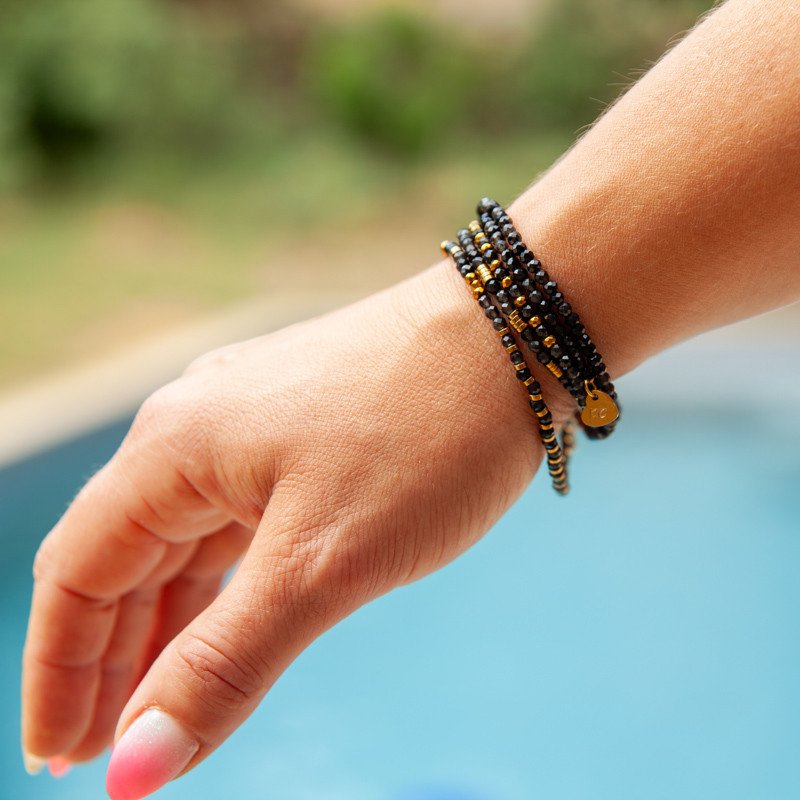 Bracelet Collier "Blue night" Lapis Lazuli & Œil de Tigre – Petit Cœur