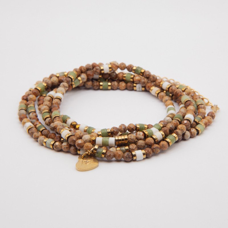 Bracelet Collier "Rivage"  Jaspe Naturel & Jade de Xynil Épuré