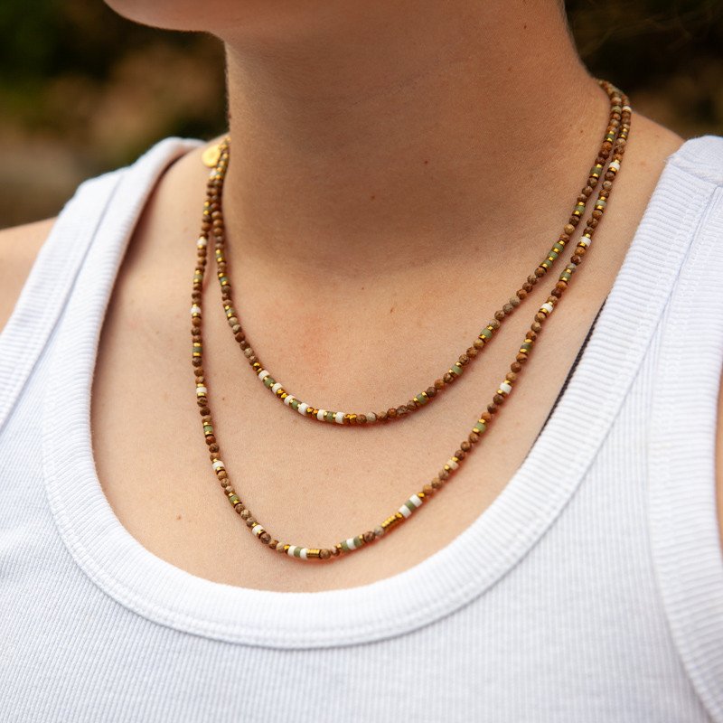 Bracelet Collier "Rivage"  Jaspe Naturel & Jade de Xynil Épuré