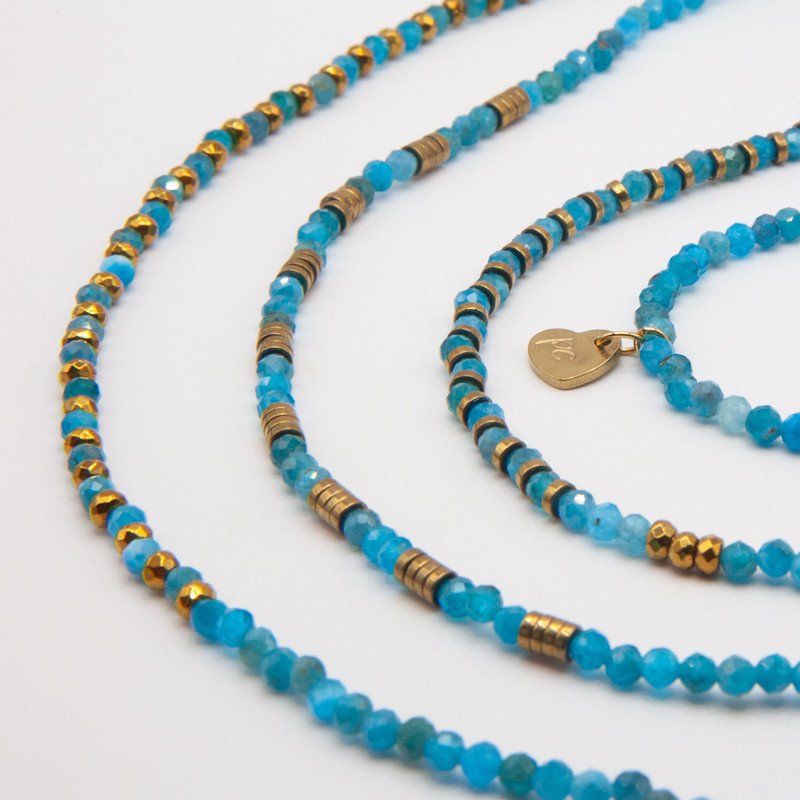 Bracelet Collier “Mélodie Marine” Apatite & Hématite