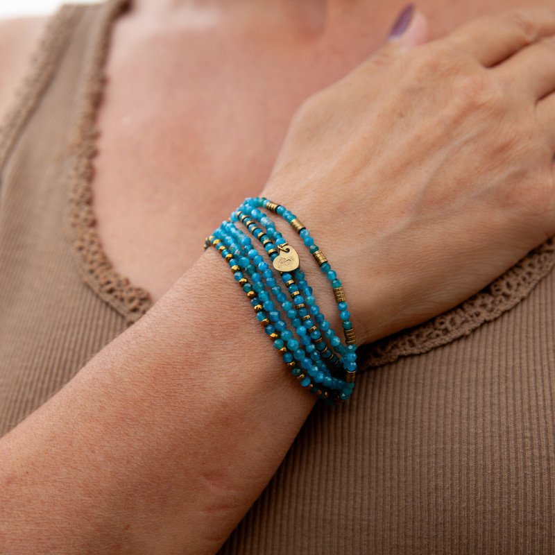 Bracelet Collier “Mélodie Marine” Apatite & Hématite