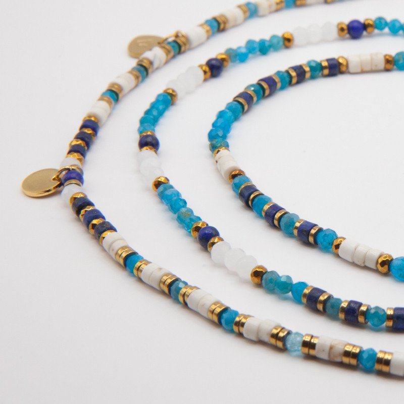 Bracelet Collier "Calypséa" – Bijou 2 en 1 Apatite & Howlite | Création artisanale Petit Cœur