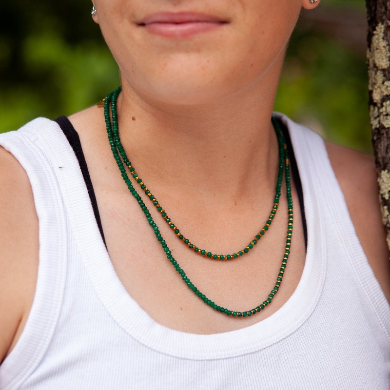Mystica – Bracelet Collier 2 en 1 en Jade Vert Naturel | Création artisanale Petit Cœur