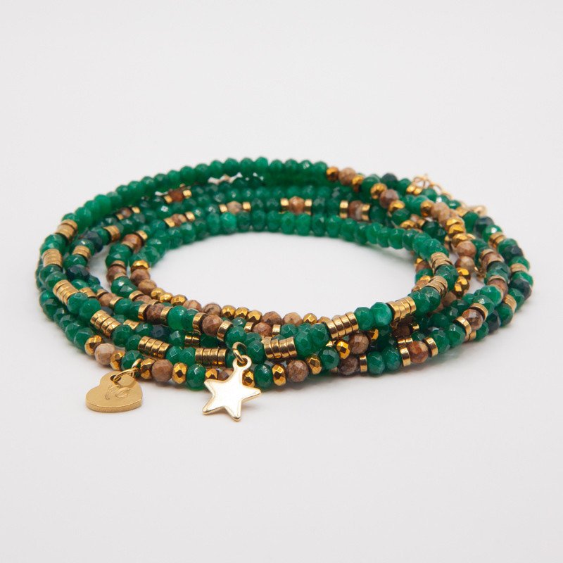Jungle – Bijou 2 en 1 en Jade Vert & Jaspe Naturelle | Création Petit Cœur