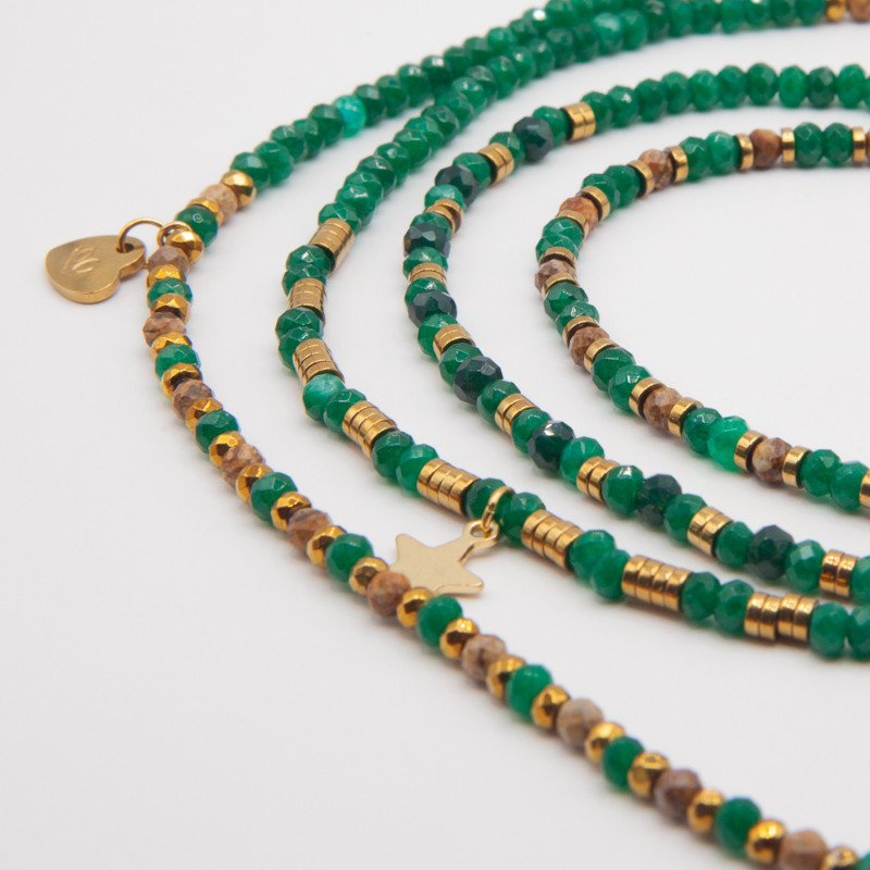 Jungle – Bijou 2 en 1 en Jade Vert & Jaspe Naturelle | Création Petit Cœur