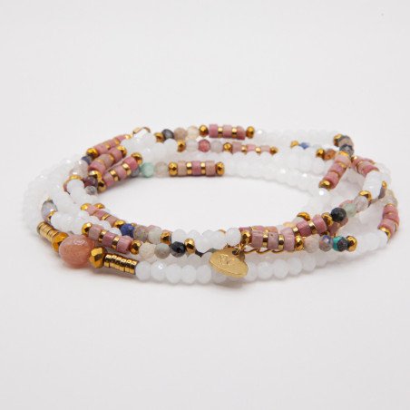 Plume d’Ange – Bijou 2 en 1 Rhodonite & Pierres Naturelles | Douceur et Lumière