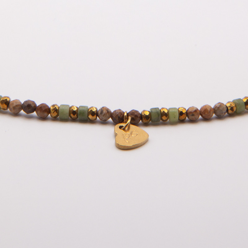 Collier ras du cou jaspe & jade de Xynyl "Havanna" – Élégance naturelle et ancrage doux | Petit Cœur