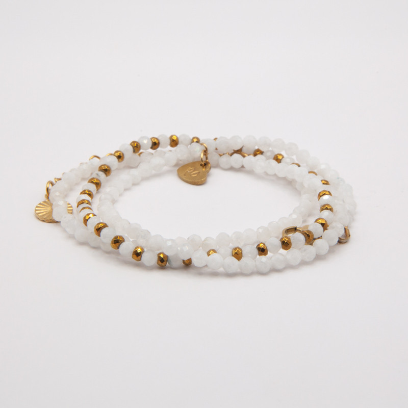 Bracelet-collier "Fleur de Lune" en Pierre de lune – Intuition et lumière intérieure | Petit Cœur