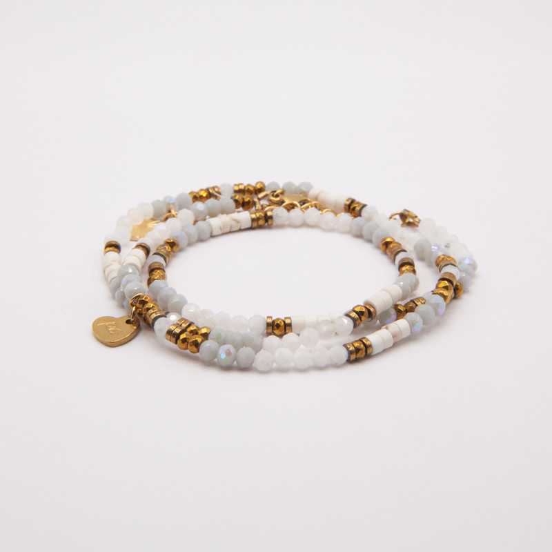 Bracelet-collier pierre de lune "L'instant sacré" & howlite – Lumière douce et sérénité | Petit Cœur