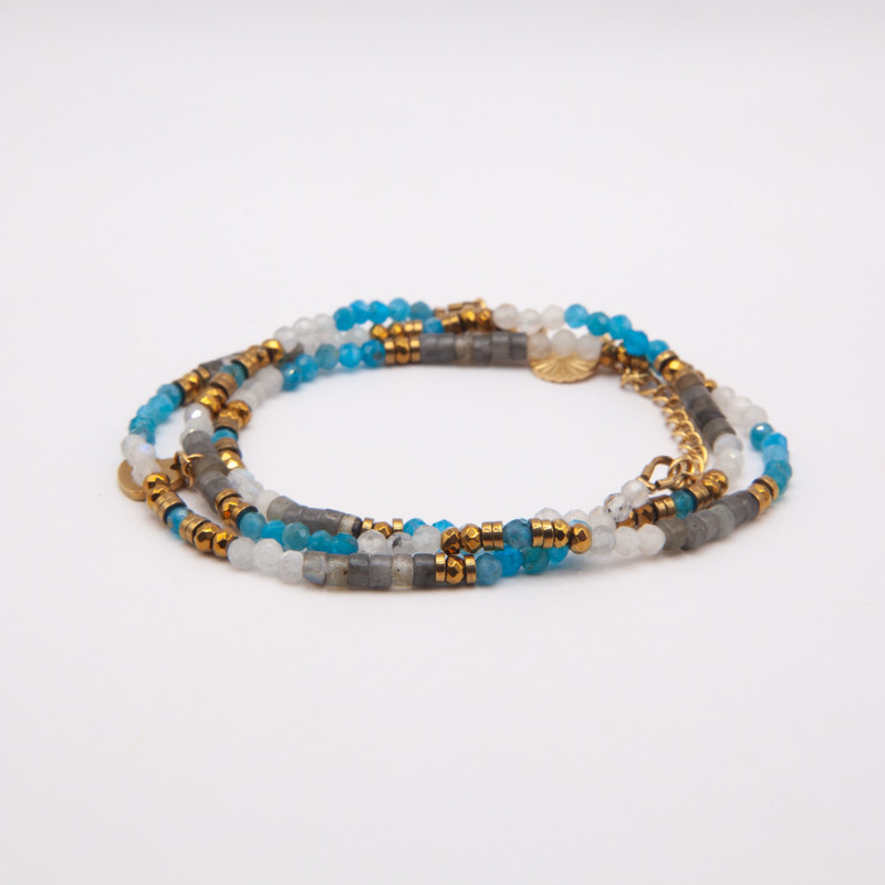 Bracelet-collier apatite & larvikite "Nova" – Clarté et protection intérieure | Petit Cœur