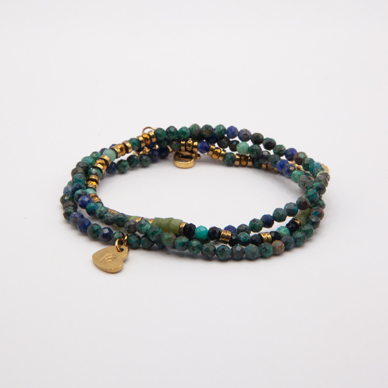 Bracelet-collier chrysocolle & jade de Xynyl " Eden Bohême " – Harmonie du cœur et sagesse douce | Petit Cœur
