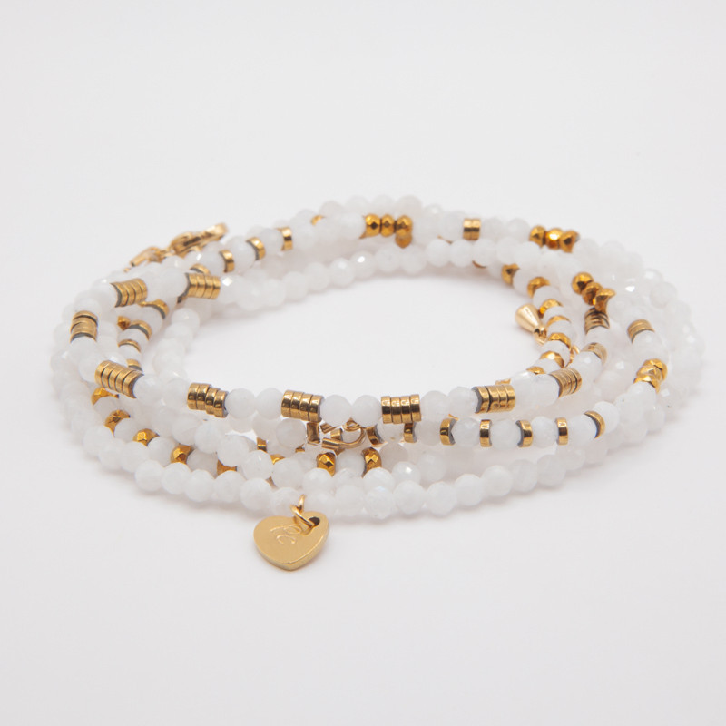 Poussières d’Étoiles – Bijou 2 en 1 Pierre de Lune & Hématite Dorée | Création Petit Cœur