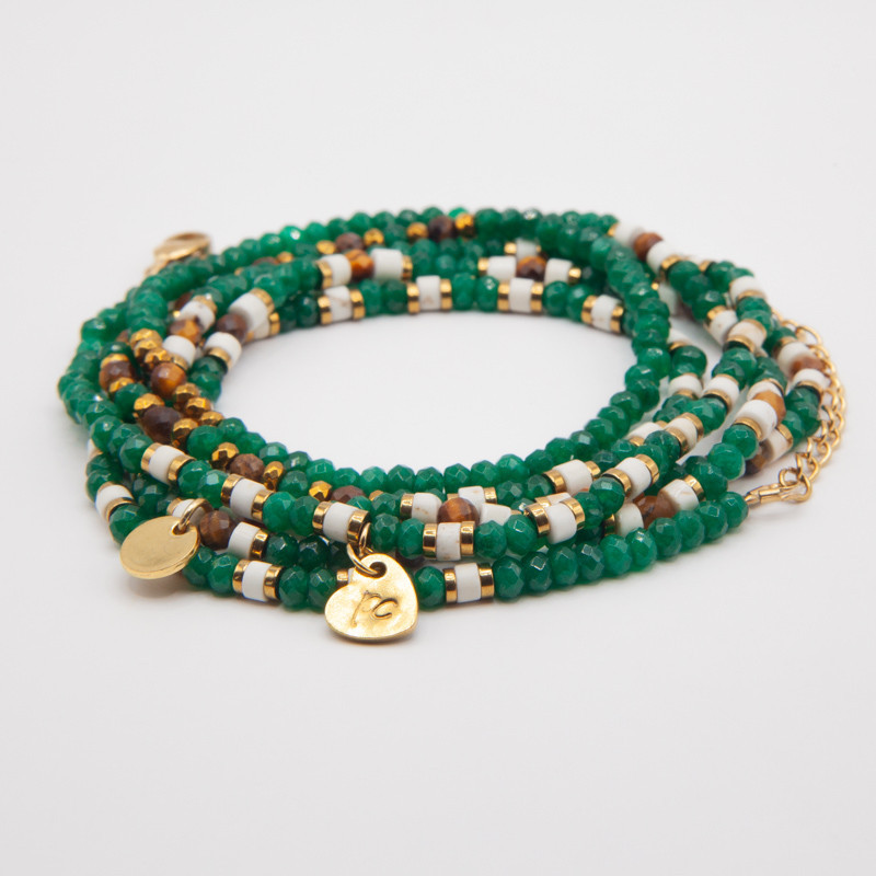 Phoenix – Bijou 2 en 1 Jade Vert & Œil de Tigre | Création Petit Cœur