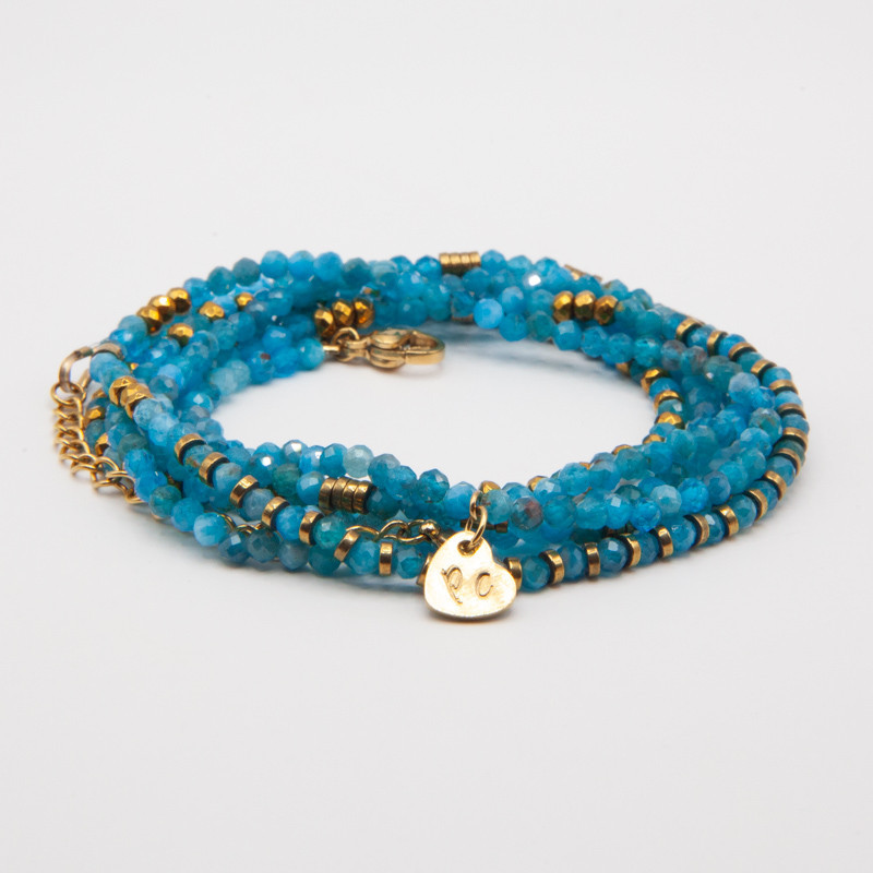 Bracelet Collier “Mélodie Marine” Apatite & Hématite