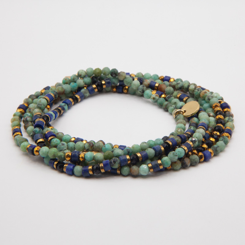 Bijou en Turquoise & Lapis Lazuli " Océan profond"– Élégance brute et énergie positive