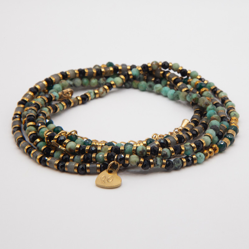 Bijou 2 en 1 "Nébula" Turquoise & Labradorite – Élégance naturelle et pierres bienfaisantes