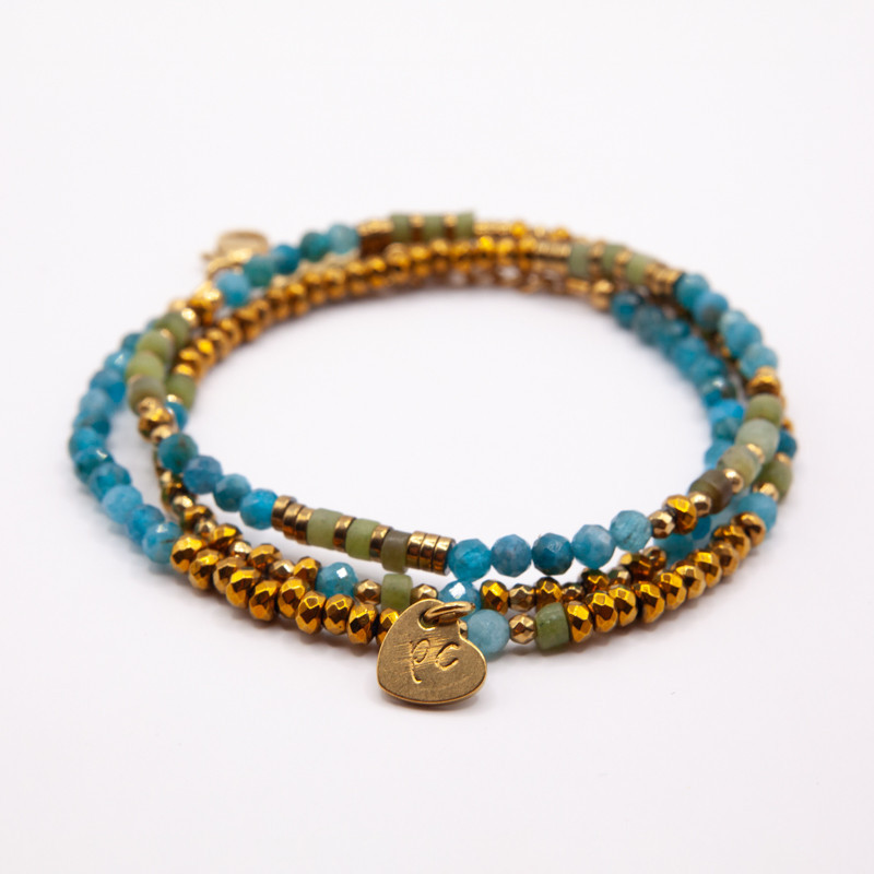 Bracelet-collier Amandine en apatite bleue et jade de Xynyl | Bijou moderne et raffiné – Petit Cœur