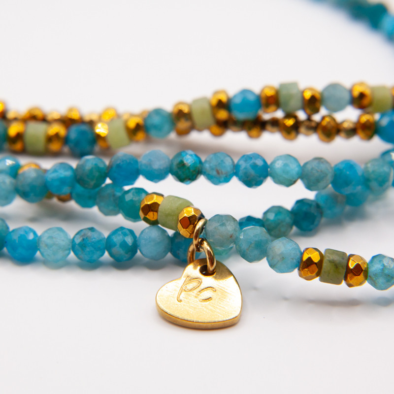 Bracelet-collier Marline en apatite et jade de Xynyl – Petit Cœur