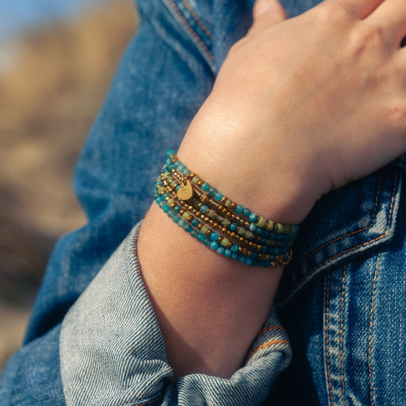 Bracelet-collier Marline en apatite et jade de Xynyl – Petit Cœur