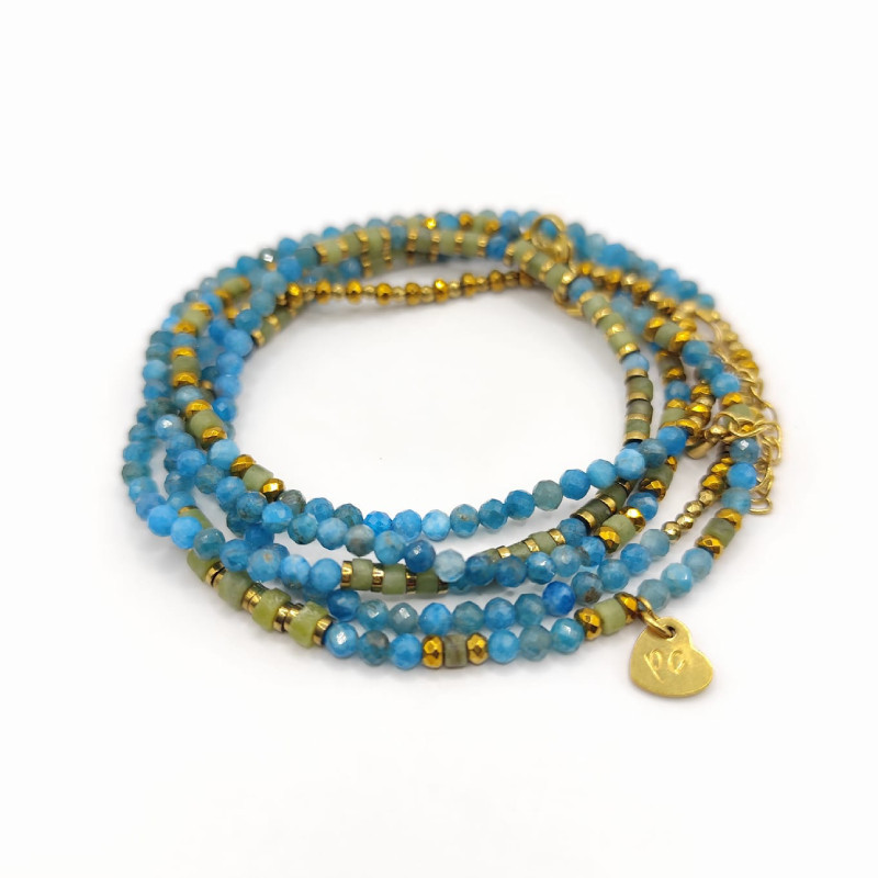 Bracelet-collier Marline en apatite et jade de Xynyl – Petit Cœur