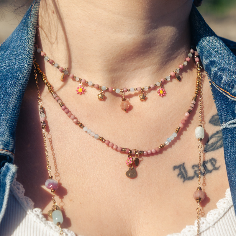 Boucles d’oreilles Célia – Tourmaline rose & Aigue-marine | Collection Noéma | Petit Cœur