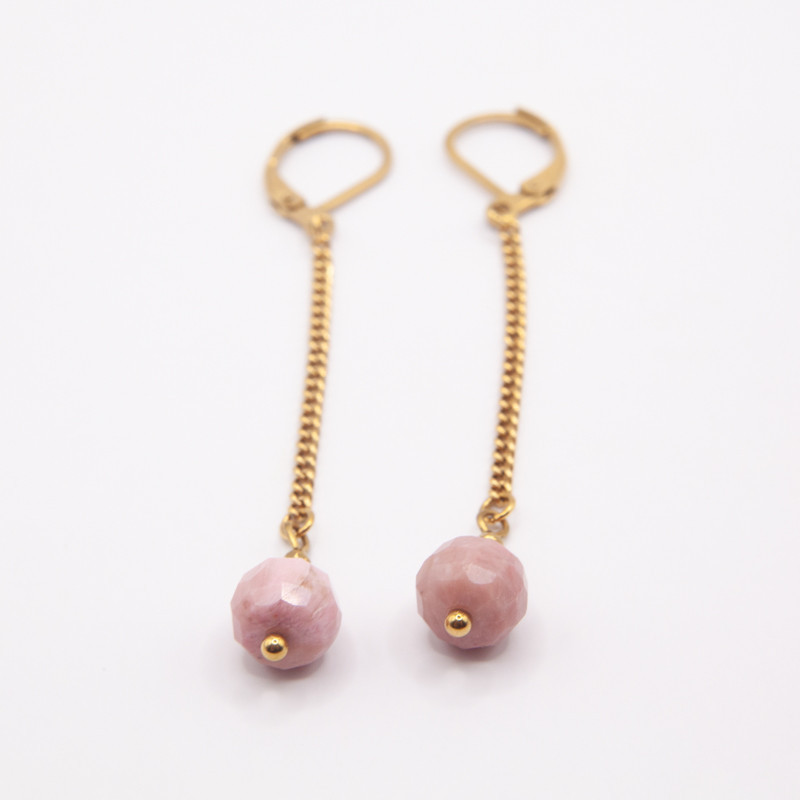 Boucles d’oreilles Maya – Tourmaline rose | Collection Noéma | Petit Cœur